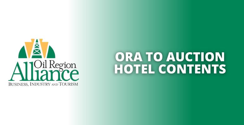 Oil Region Alliance Logo and Promo for Hotel Contents being auctioned off