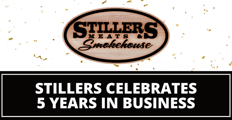 Stillers Oval Logo on Wood . Text That says Stillers Celebrates 5 years in Business