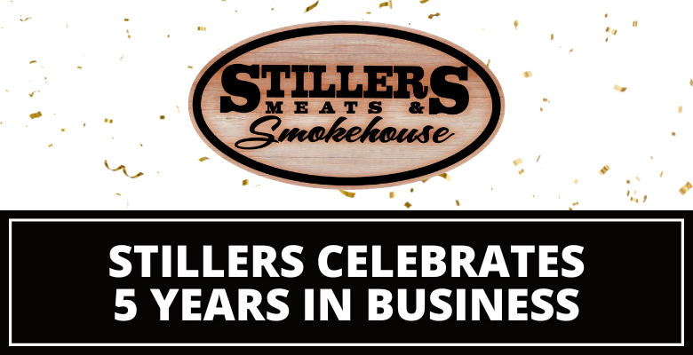 Stillers Oval Logo on Wood . Text That says Stillers Celebrates 5 years in Business